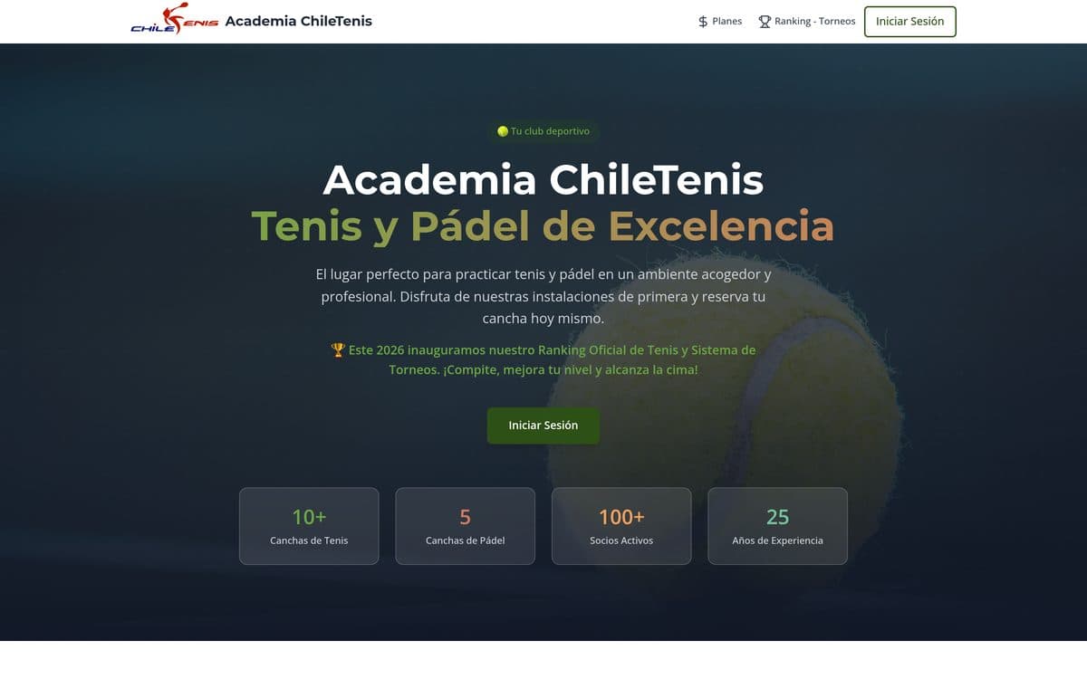 Captura de pantalla de Academia Chile Tenis